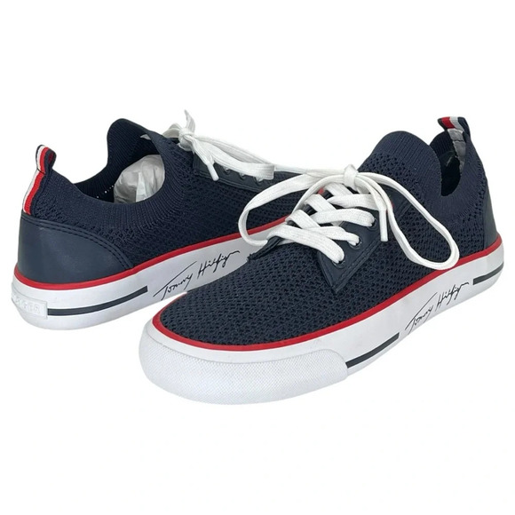 NWOB Tommy Hilfiger Gessie Navy Knit Stretch Womens Sneakers Size 7.5M - Picture 7 of 9